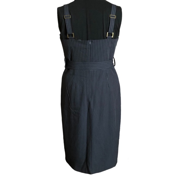 Dress Forum Navy Blue and White Pin Stripe Sleeveless Dress Large - Picture 3 of 10